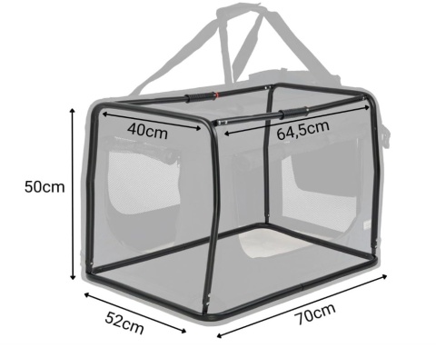 Transporter Tekstylny Lionto L – 70x52x50 cm | Składany | Stelaż Stalowy | Miękka Poduszka | Do 15 kg