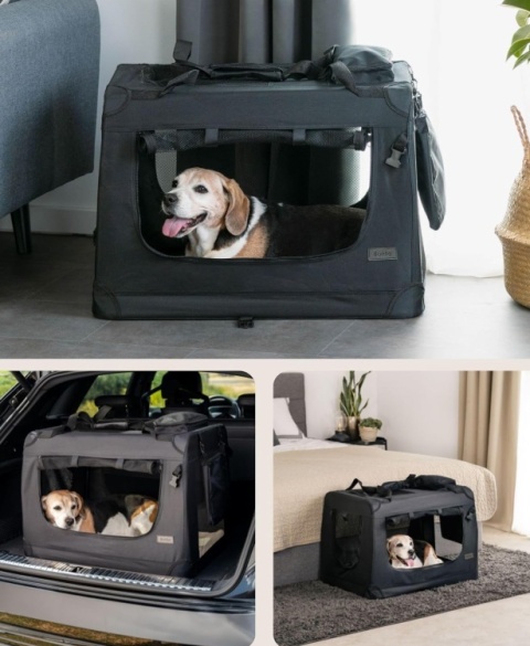 Transporter Tekstylny Lionto L – 70x52x50 cm | Składany | Stelaż Stalowy | Miękka Poduszka | Do 15 kg