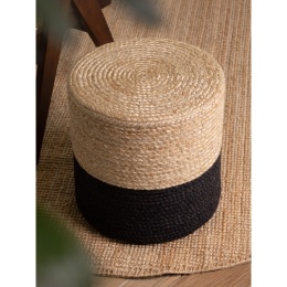 Puf Jutta / Looma Gold Hanse Home – Ø 40 cm | 100% Juta | Czarno-Naturalny | Styl Boho | Certyfikat GRS
