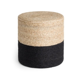 Puf Jutta / Looma Gold Hanse Home – Ø 40 cm | 100% Juta | Czarno-Naturalny | Styl Boho | Certyfikat GRS