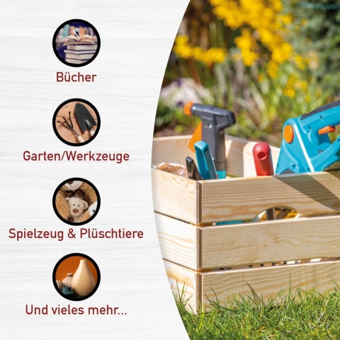 Skrzynia Drewniana Sosnowa Inter Link Valloni L – 51x31,5x23 cm | Lite Drewno | Modułowa | Do Przechowywania