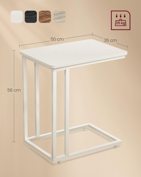 Stolik Pomocniczy VASAGLE LNT050W77 – Mobilny Stolik pod Laptopa | Kremowy Biały | Na Kółkach | 50 cm