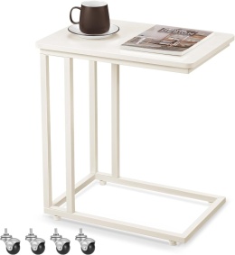 Stolik Pomocniczy VASAGLE LNT050W77 – Mobilny Stolik pod Laptopa | Kremowy Biały | Na Kółkach | 50 cm