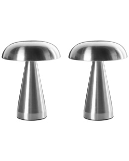 Zestaw 2 bezprzewodowych lamp stołowych LED KULFO Ze ściemniaczem Metal Srebrny