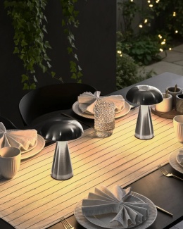 Zestaw 2 bezprzewodowych lamp stołowych LED KULFO Ze ściemniaczem Metal Srebrny