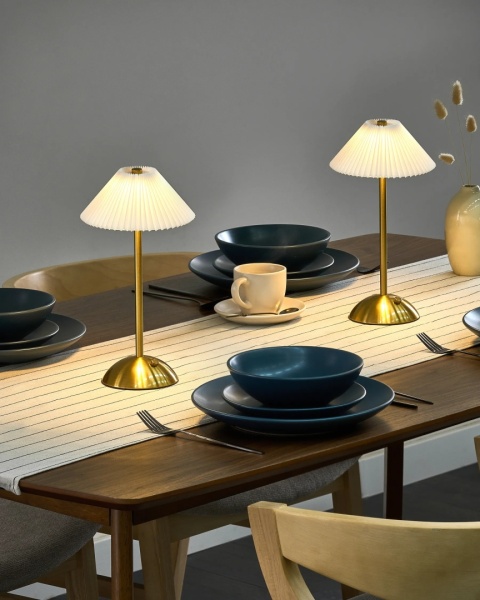 Zestaw 2 bezprzewodowych lamp stołowych LED RUBA Ze ściemniaczem Metal Złoty