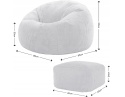 Zestaw Pufa Fotel Icon + Podnóżek | Sztruks | Szary | Ergonomiczny Sako | 85x85 cm