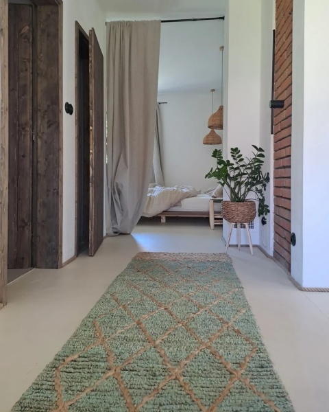 BELIANI Dywan TELLIKAYA Zielony 80 x 300 cm jutowy ręcznie pleciony boho