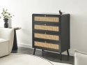 Beliani Komoda MOURA Czarna z 4 Szufladami Boho Rattan 80x40x98 cm