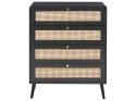 Beliani Komoda MOURA Czarna z 4 Szufladami Boho Rattan 80x40x98 cm