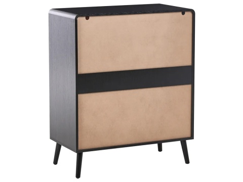Beliani Komoda MOURA Czarna z 4 Szufladami Boho Rattan 80x40x98 cm