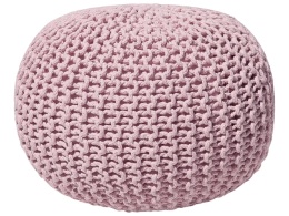Beliani Puf CONRAD różowy bawełniany pleciony okrągły 50 cm