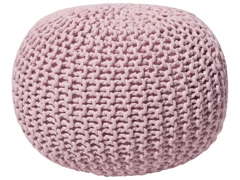 Beliani Puf CONRAD różowy bawełniany pleciony okrągły 50 cm