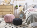Beliani Puf CONRAD różowy bawełniany pleciony okrągły 50 cm