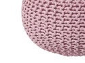 Beliani Puf CONRAD różowy bawełniany pleciony okrągły 50 cm