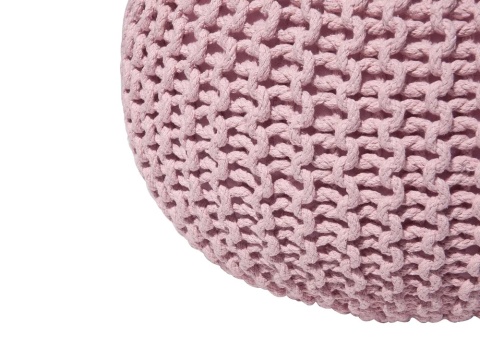 Beliani Puf CONRAD różowy bawełniany pleciony okrągły 50 cm