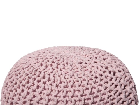 Beliani Puf CONRAD różowy bawełniany pleciony okrągły 50 cm
