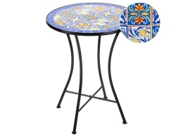 Beliani Stolik bistro CORIANO metalowy z ceramicznym blatem 60 cm czarny