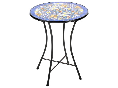 Beliani Stolik bistro CORIANO metalowy z ceramicznym blatem 60 cm czarny