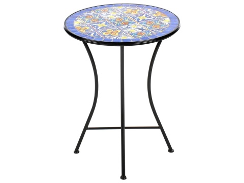 Beliani Stolik bistro CORIANO metalowy z ceramicznym blatem 60 cm czarny