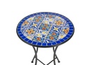 Beliani Stolik bistro CORIANO metalowy z ceramicznym blatem 60 cm czarny