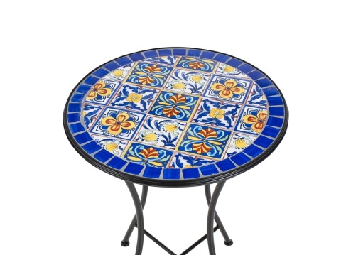 Beliani Stolik bistro CORIANO metalowy z ceramicznym blatem 60 cm czarny