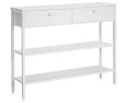 Biała Konsola Przedpokojowa HOOBRO – 100x24 cm | Stolik pod Sofę | Z Szufladą i Półkami | Styl Industrialny