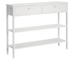 Biała Konsola Przedpokojowa HOOBRO – 100x24 cm | Stolik pod Sofę | Z Szufladą i Półkami | Styl Industrialny