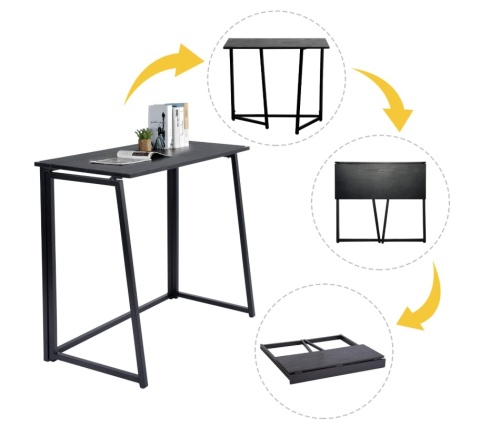 Składane Biurko Komputerowe MEUBLE COSY – 80x40 cm | Czarny Loft | Brak Montażu | Stolik pod Laptopa