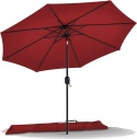Parasol Ogrodowy VOUNOT 270 cm – Czerwony | Ochrona UV | Z Korbą i Pokrowcem | Składany