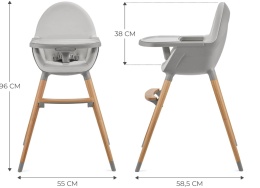 Krzesełko do karmienia Kinderkraft FINI 2 2w1 – Szare (Grey)