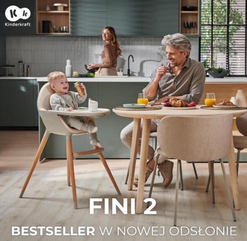 Krzesełko do karmienia Kinderkraft FINI 2 2w1 – Szare (Grey)