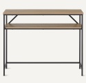 Amazon Basics Konsola Stolik z Półką - Dąb/Metal - 100 x 30 x 80 cm