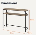 Amazon Basics Konsola Stolik z Półką - Dąb/Metal - 100 x 30 x 80 cm