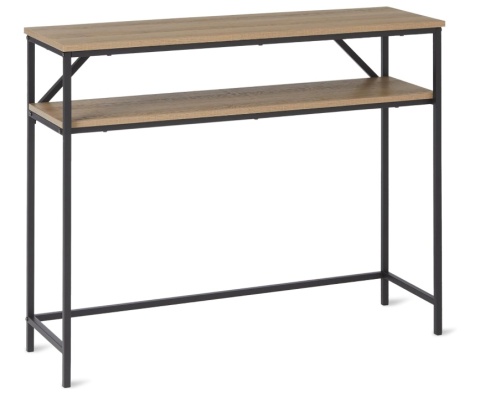 Amazon Basics Konsola Stolik z Półką - Dąb/Metal - 100 x 30 x 80 cm