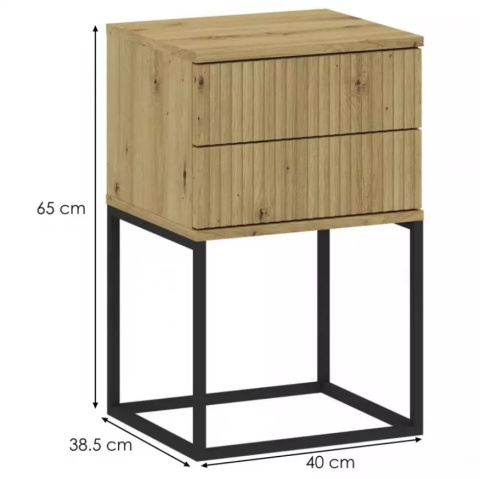 Szafka Nocna 2S-40 Bezuchwytowa - Dąb Artisan - 40 cm