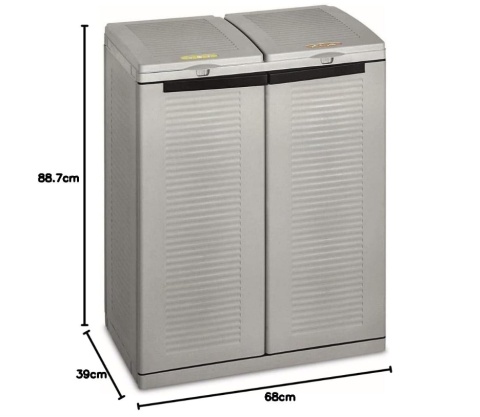 Terry Ecocab 2 - Szafka do Segregacji Odpadów - 2 x 110L - Szara