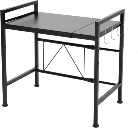 Regulowany Stojak Organizer na Mikrofalówkę Luchs - Czarny - 3 Haczyki