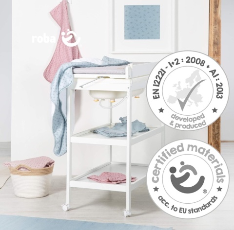 Roba Baby Pool - Mobilny Przewijak z Wanną i Półkami - Biały