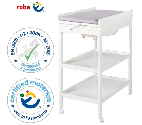 Roba Baby Pool - Mobilny Przewijak z Wanną i Półkami - Biały