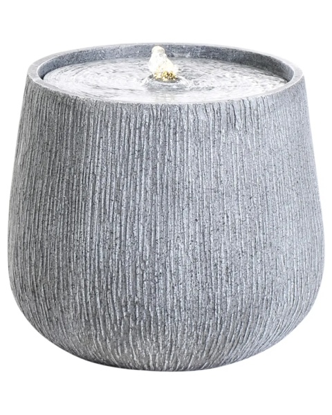 Fontanna ogrodowa LED CASCATA szara – dekoracyjna fontanna zewnętrzna, żywica, 33 cm