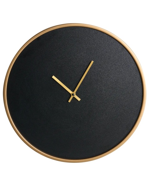 Zegar ścienny LUCENS 40 cm czarny złote wskazówki minimalistyczny