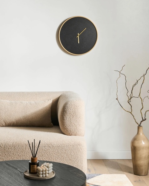 Zegar ścienny LUCENS 40 cm czarny złote wskazówki minimalistyczny