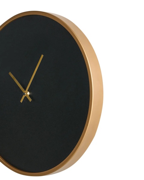 Zegar ścienny LUCENS 40 cm czarny złote wskazówki minimalistyczny
