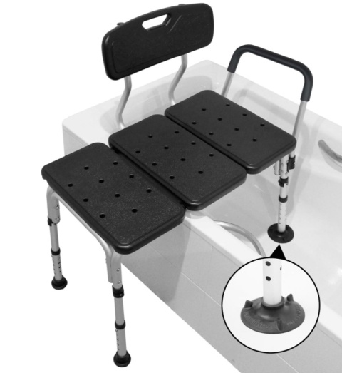 Aluminiowa Ławka Transferowa do Wanny PEPE Mobility - Regulowana Wysokość - Czarna - Do 100 kg