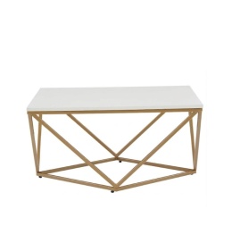 Nowoczesny Kwadratowy Stolik Kawowy Beliani MALIBU - Efekt Marmuru / Złoty - 80 x 80 cm