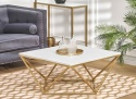 Nowoczesny Kwadratowy Stolik Kawowy Beliani MALIBU - Efekt Marmuru / Złoty - 80 x 80 cm