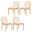 Elegancki Zestaw 4 Krzeseł do Jadalni EDINA - Drewno Kauczukowe i Rattan - Styl Retro