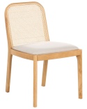 Elegancki Zestaw 4 Krzeseł do Jadalni EDINA - Drewno Kauczukowe i Rattan - Styl Retro