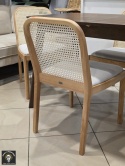 Elegancki Zestaw 4 Krzeseł do Jadalni EDINA - Drewno Kauczukowe i Rattan - Styl Retro